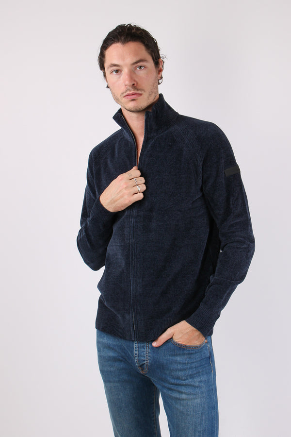 Maglia Zip Ciniglia Blue Black-2