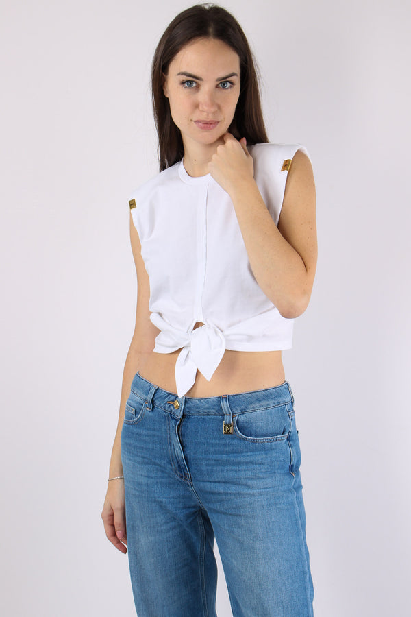 T-shirt Smanicata Nodo Gesso-2