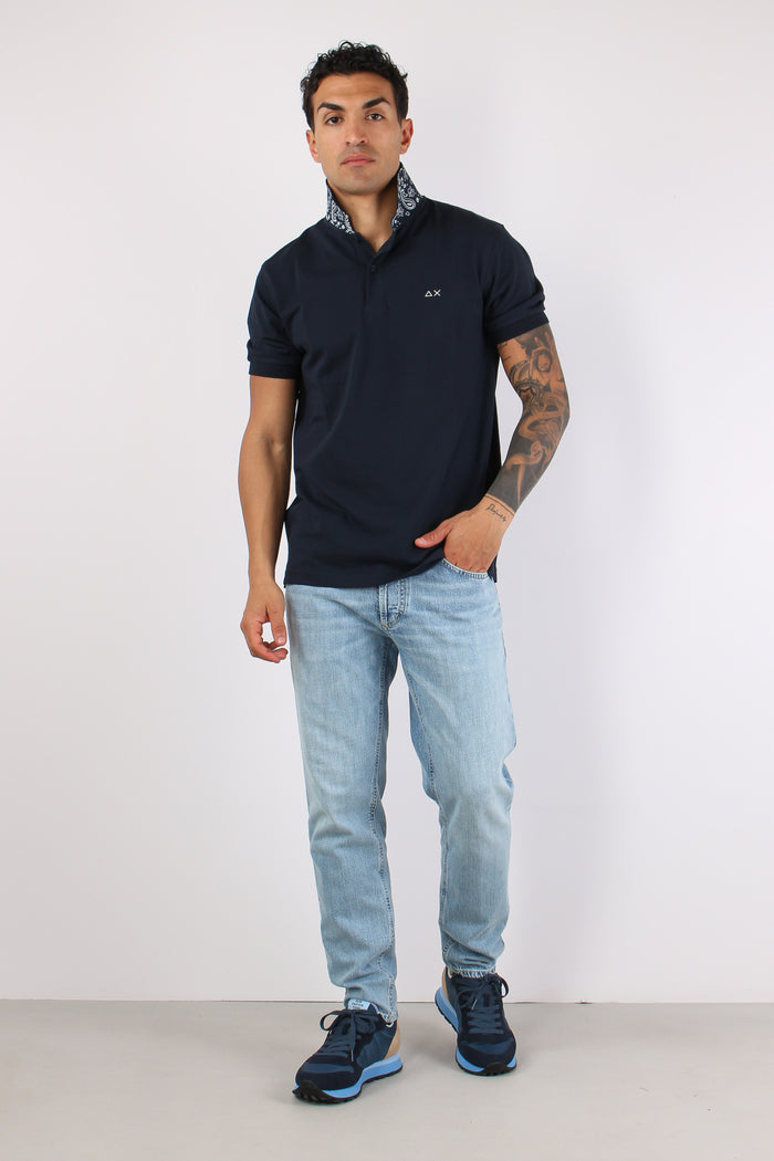 Polo Sotto Collo Bandana Navy Blue-5
