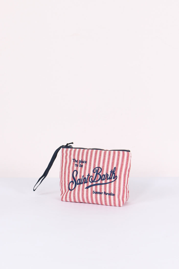 Aline Pochette Canvas Righe Rosso/bianco-2