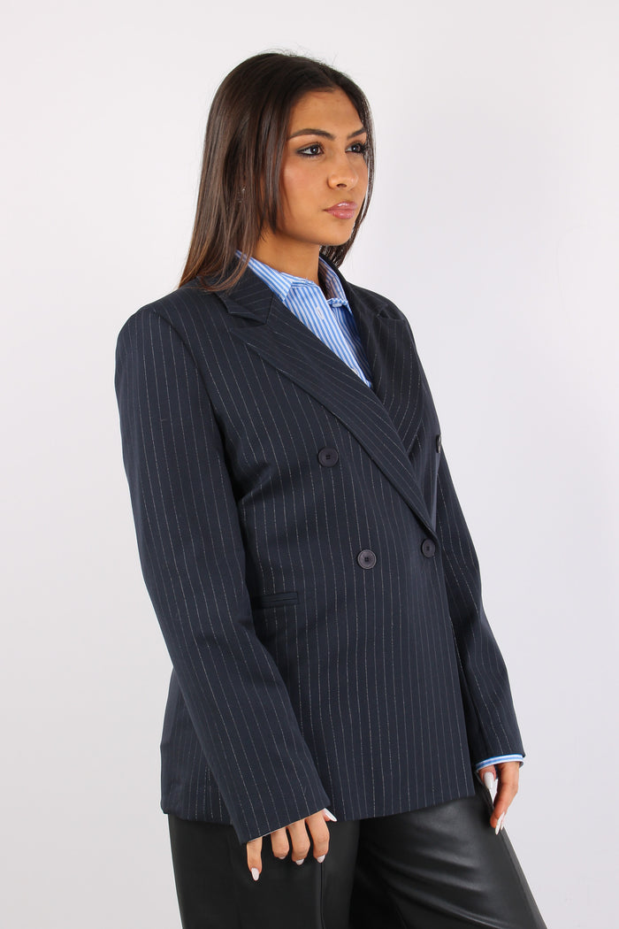 Giacca Doppiopetto Gessata Notte-9