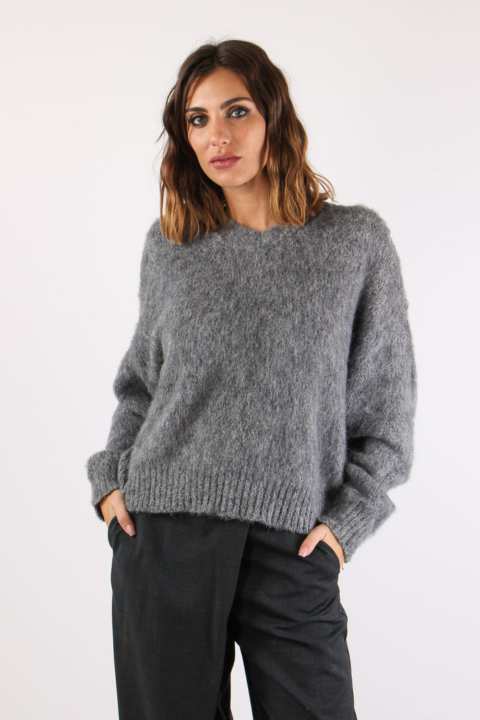 Maglia Mohair Puntinata Grey-3