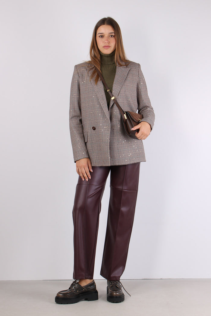 Giacca Pied De Poule Paillette Moro/bordeaux