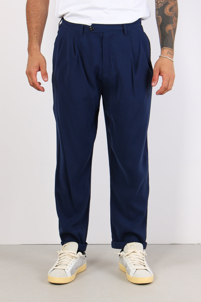 Banana Pantalone Cupro Blu-2