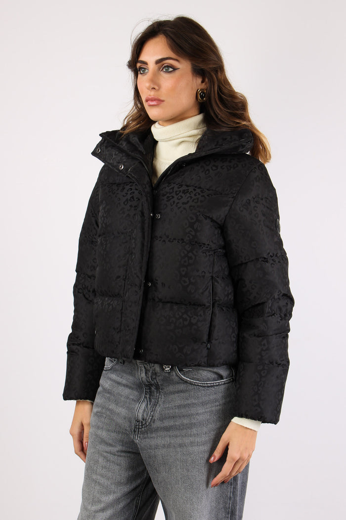 Piumino Corto Animalier Nero-6