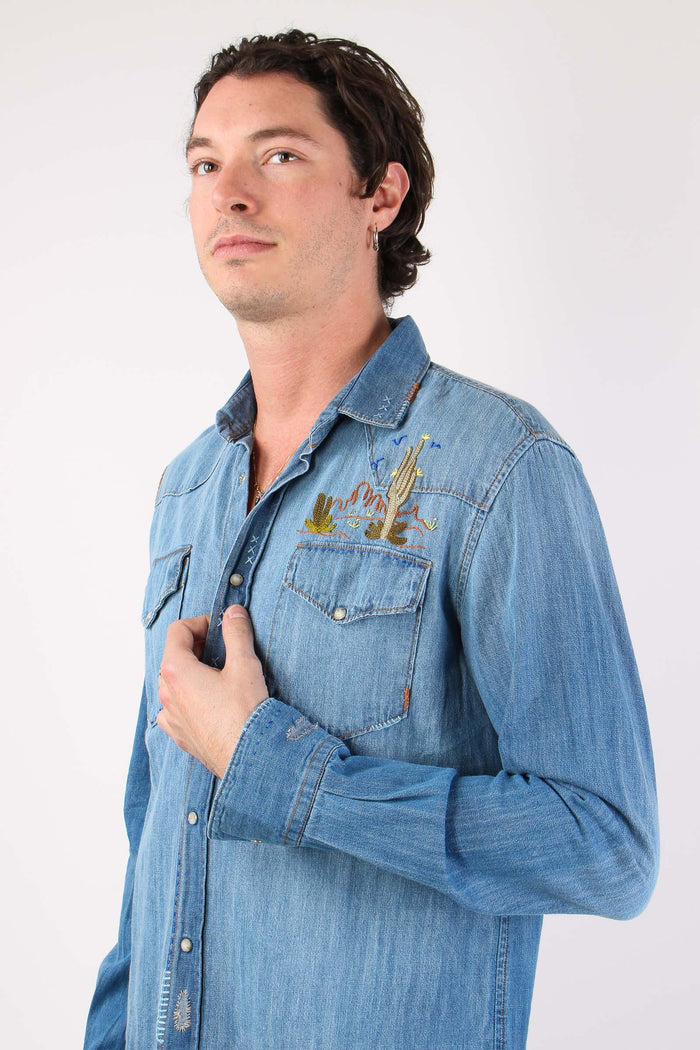 Camicia Denim Ricami Cactus Denim-6