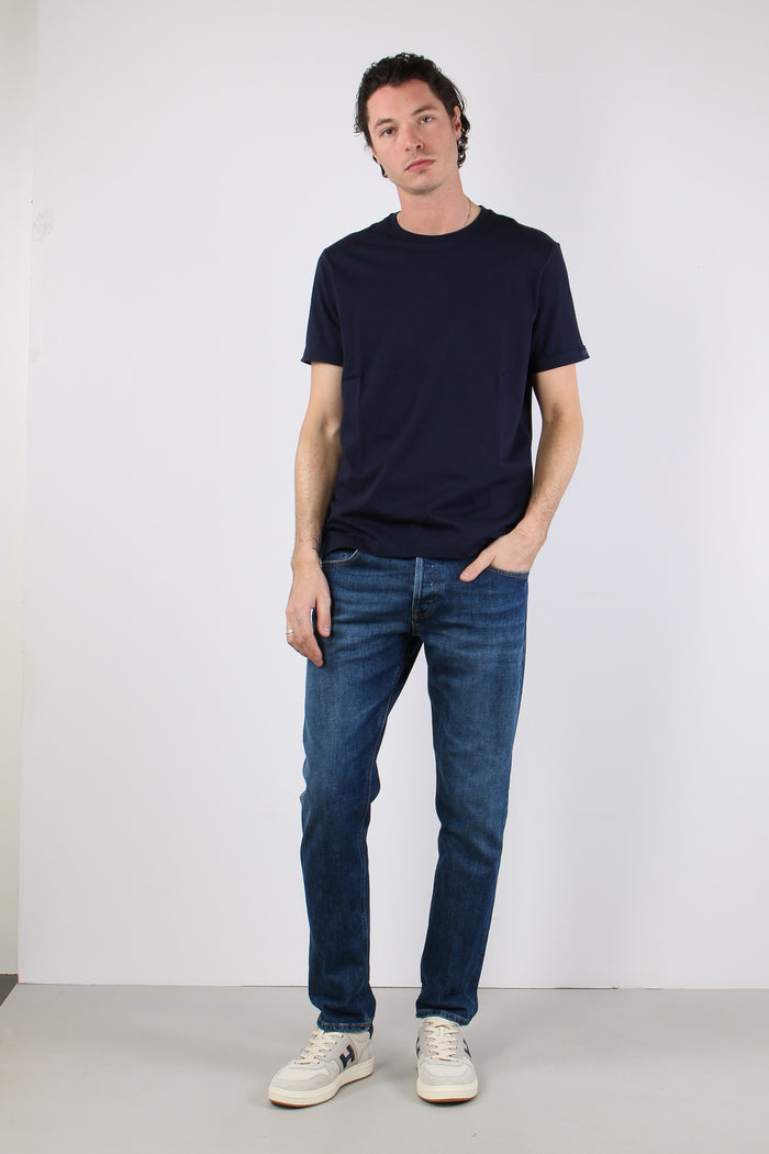 T-shirt Basica Logo Manica Blu-5