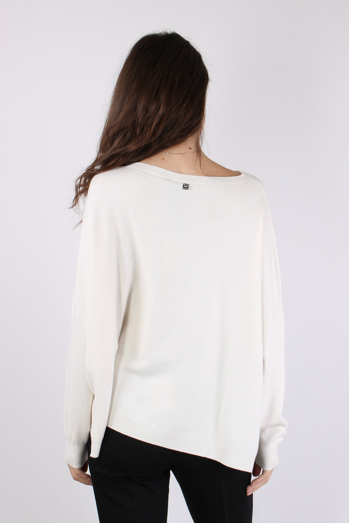 Maglia Girocollo Viscosa Off White-6