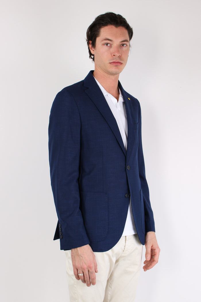 Giacca Tasca Toppa Sfoderata Blu-6