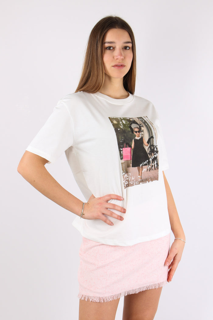 T-shirt Stampa Bimba Corona Panna-4