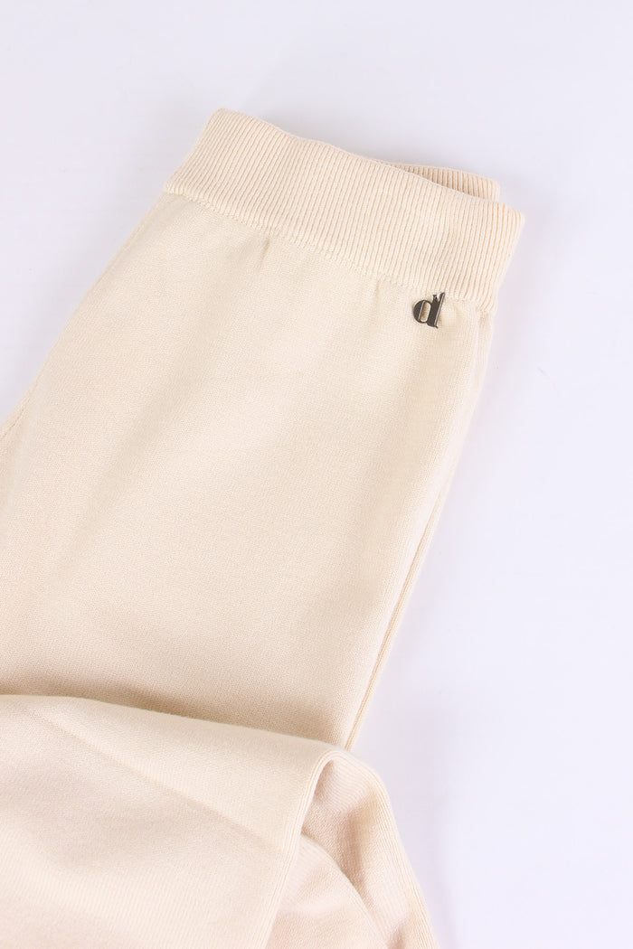Pantalone Maglia Lana Battuta Beige-3