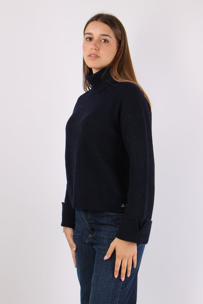Maglia Collo Alto Costa Ingles Navy Blue-7