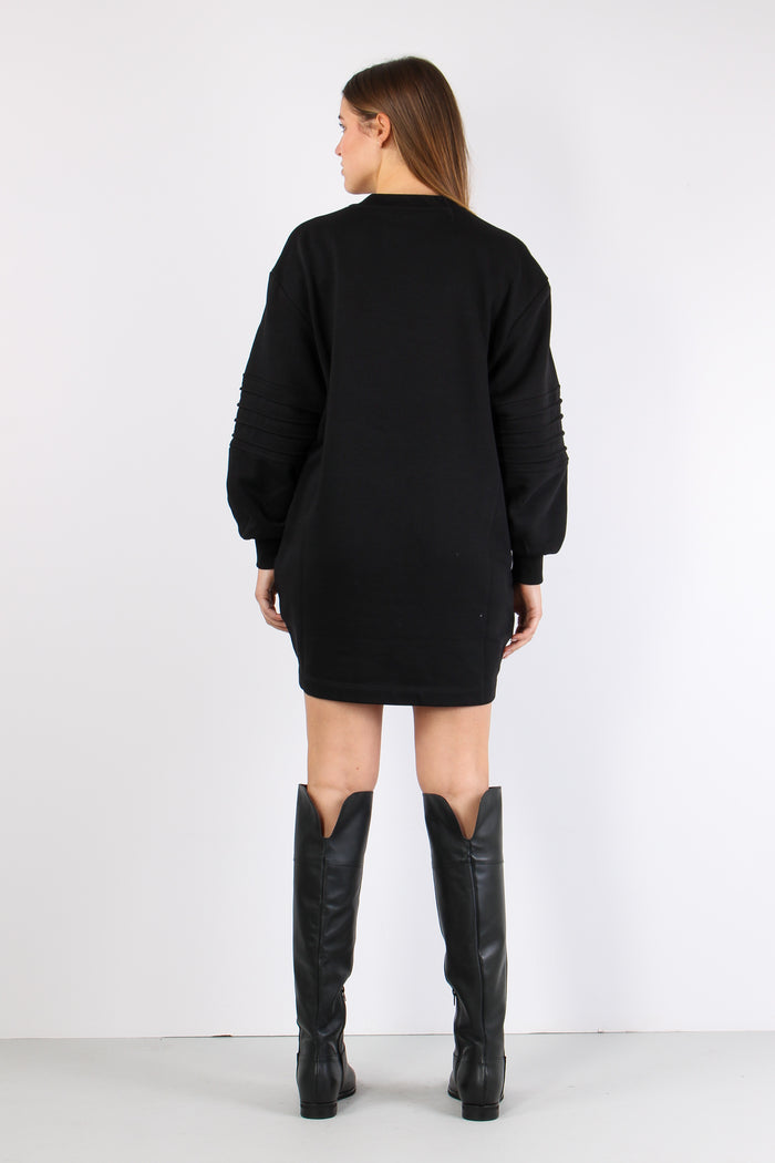 Abito Felpa Logo Strass Black-6