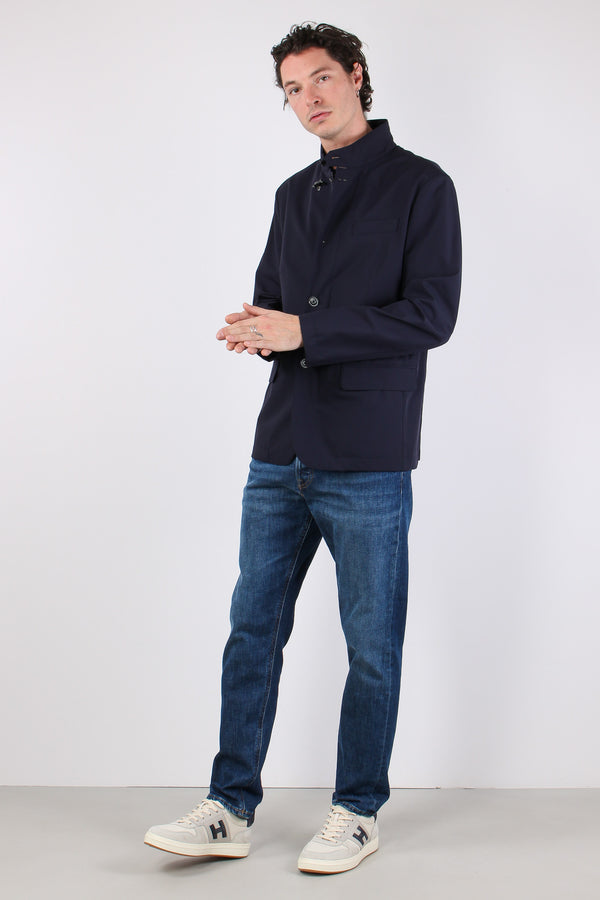 Jacket Gancio Nylon Stretch Blu-2