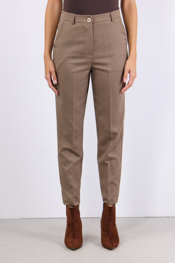 Pantalone Micro Pied De Poule Cammello-2