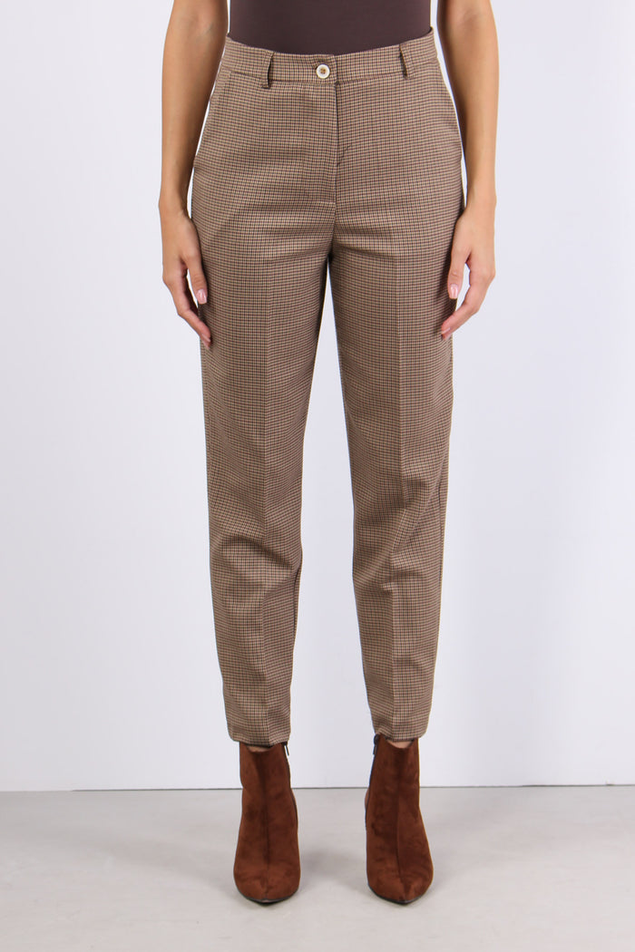 Pantalone Micro Pied De Poule Cammello-2