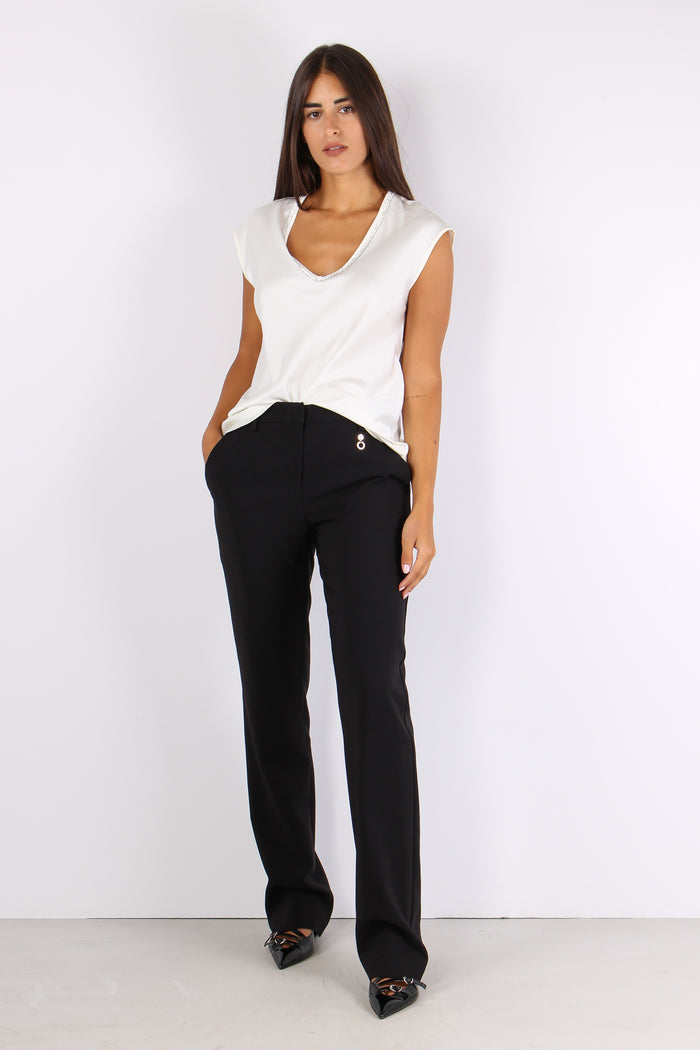 Inquam Top Scavo V Strass Ivory