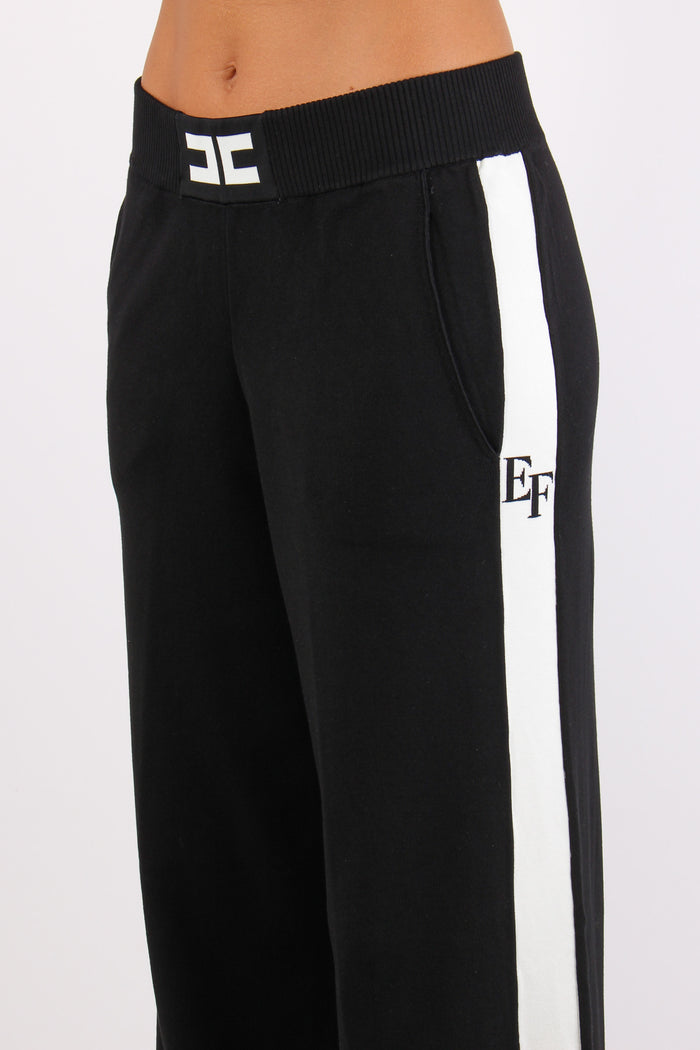 Pantalone Palazzo Tricot Nero/milk-9