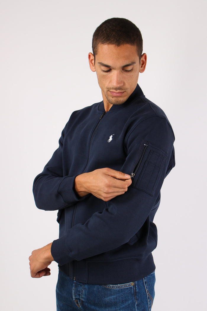 Felpa Zip Tasca Manica Aviator Navy-5