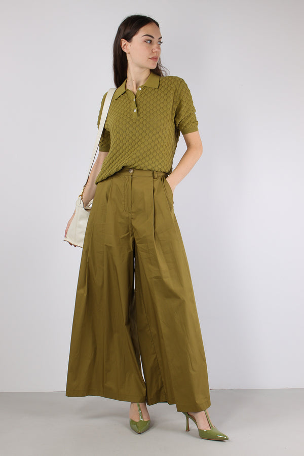 Pantalone Cotone Doppia Pences Olio