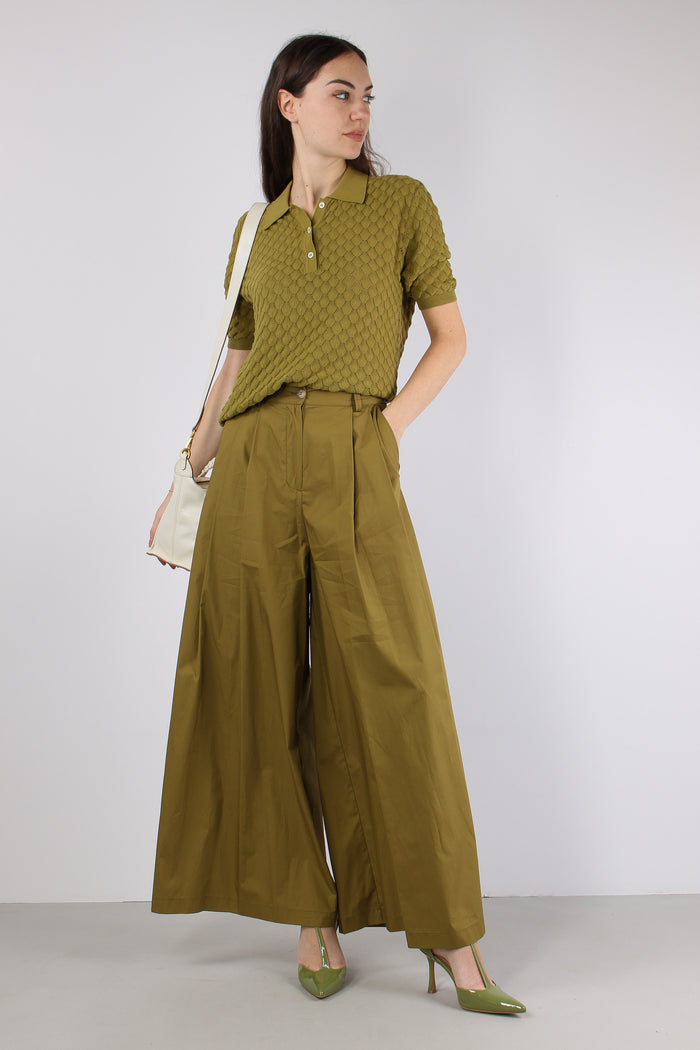 Pantalone Cotone Doppia Pences Olio