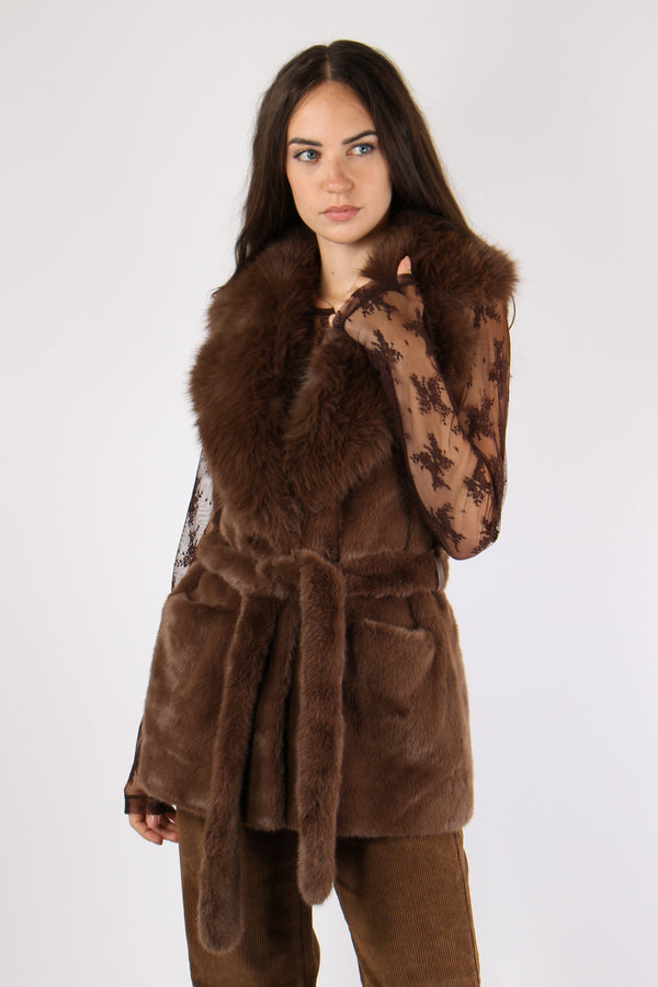 Penny Gilet Ecopelliccia Marrone-2