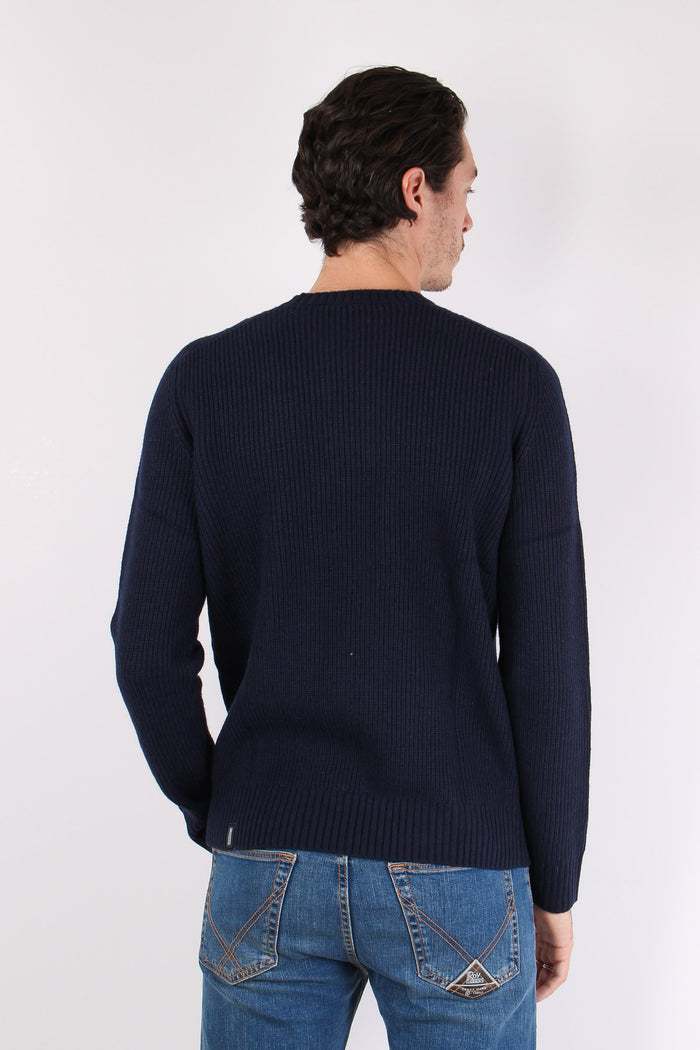 Maglia Giroccolo Misto Lana Poseidon Blue-5