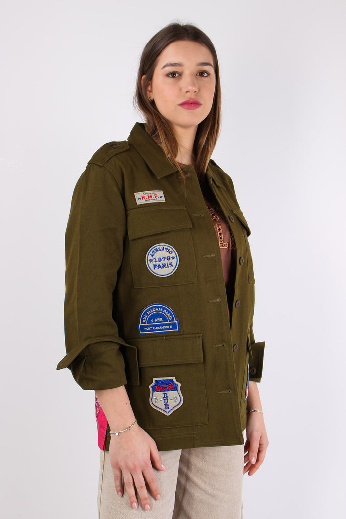 Giacca Over Fantasia Patch Military Green-9