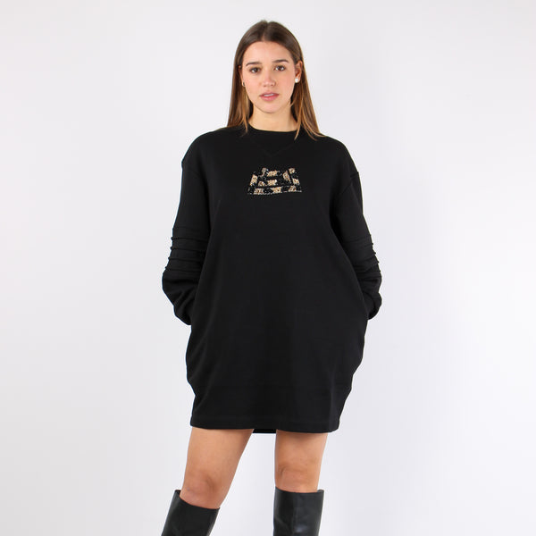 Abito Felpa Logo Strass Black-2