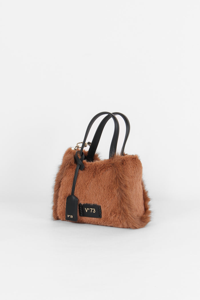 Smeraldo Mini Shopping Ecopeliccia Cannella/nero-2