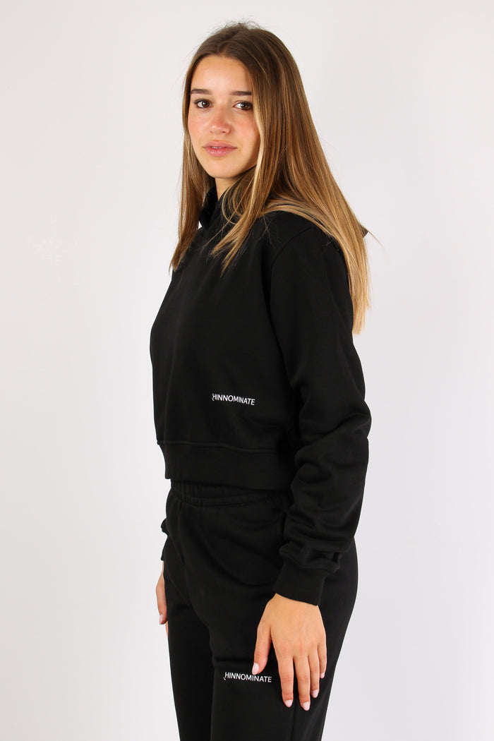 Felpa Corta Cappuccio Nero-2