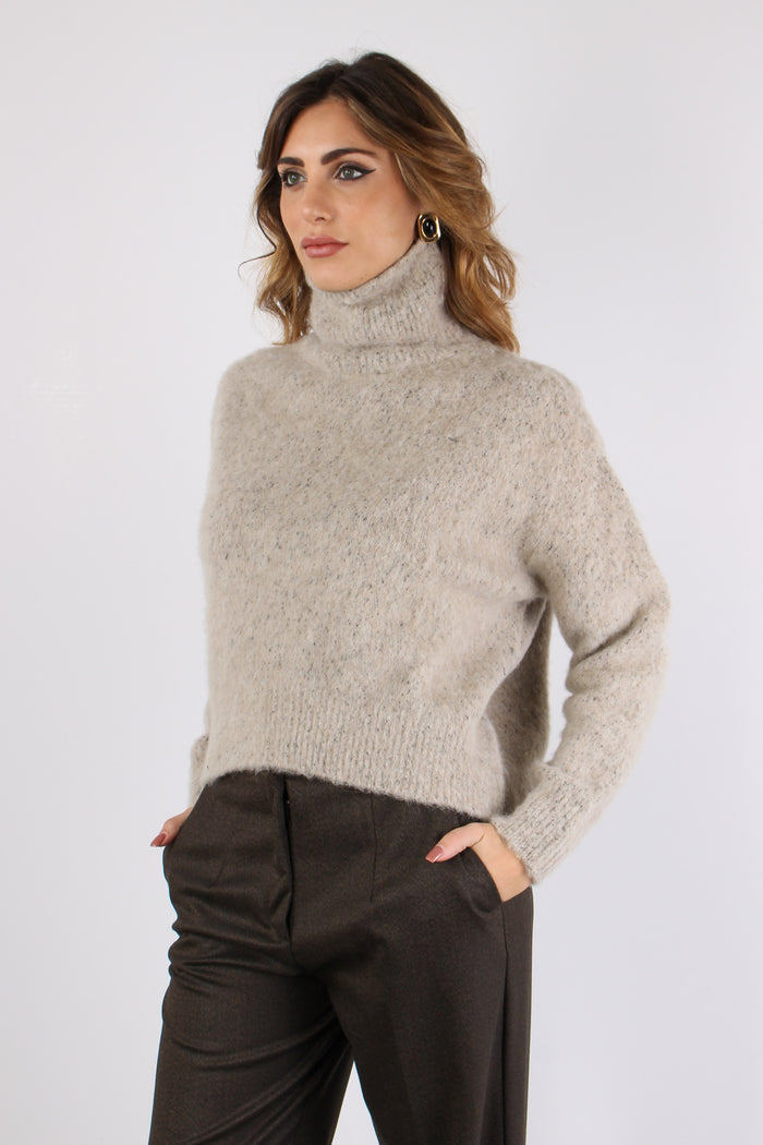 Maglia Collo Alto Cropped Sesame-3