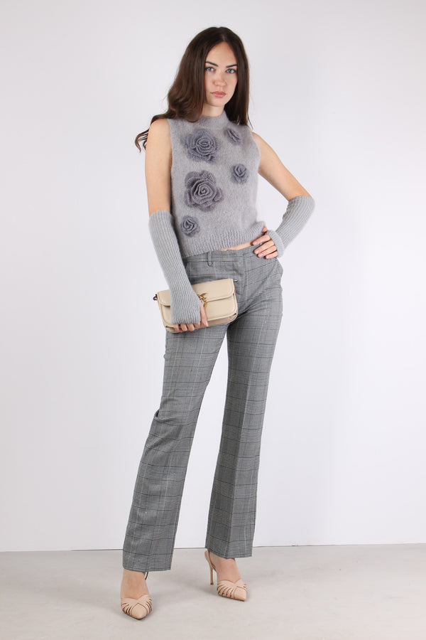 Gilet Maglia Applicazione Rose Ash