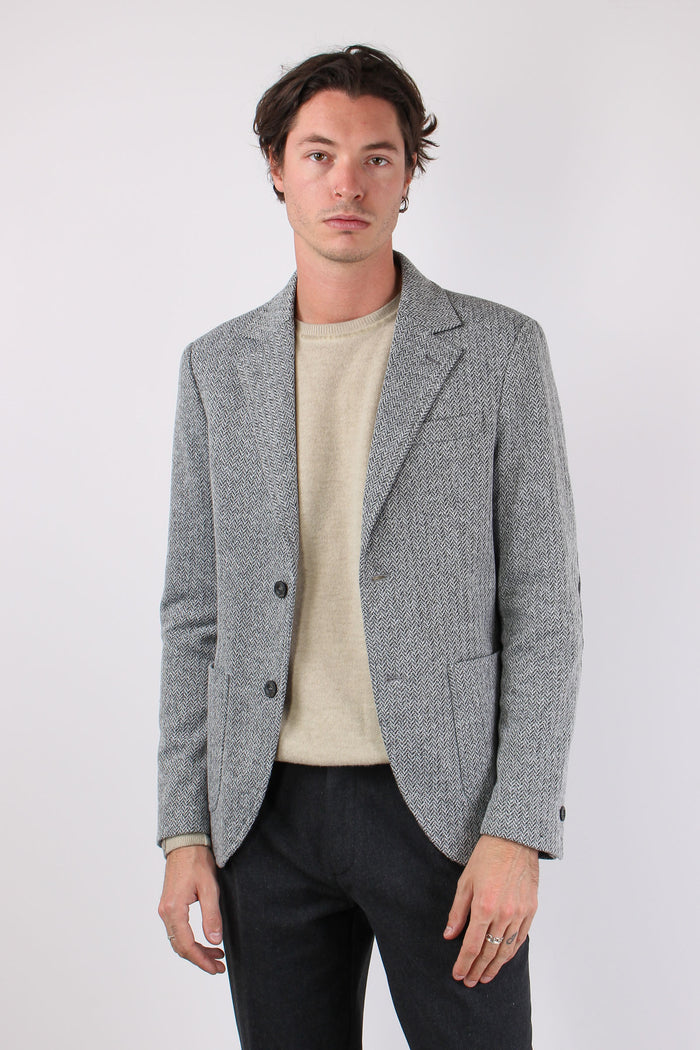 Natale Giacca Toppe Contrasto Grigio