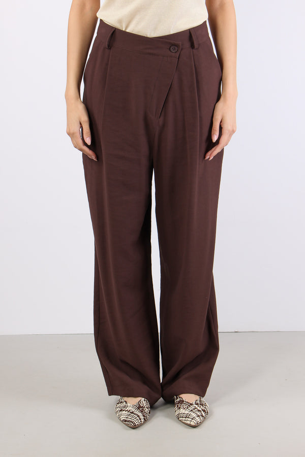 Pantalone Abbottonatura Asimme Cioccolato-2