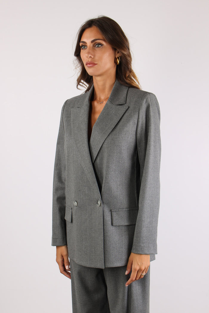 Giacca Doppiopetto Lurex Grigio-3