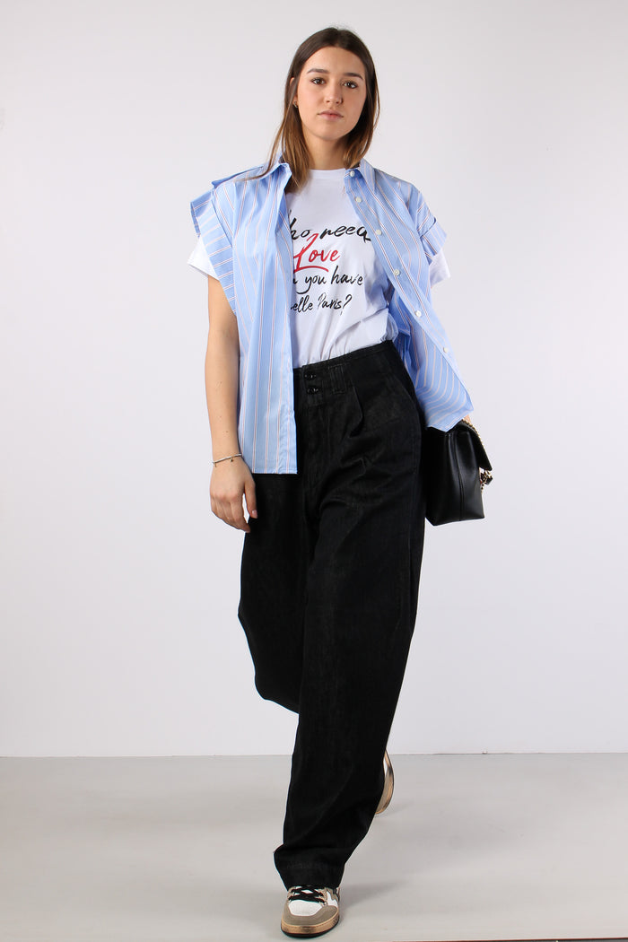 Camicia Riga Manica Aletta Azzurro-5