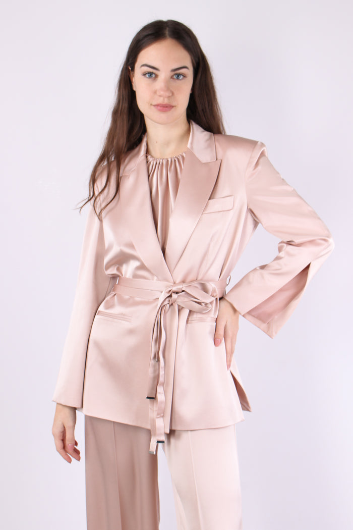 Rapa Giacca Cintura Satin Rosa Mogano-2