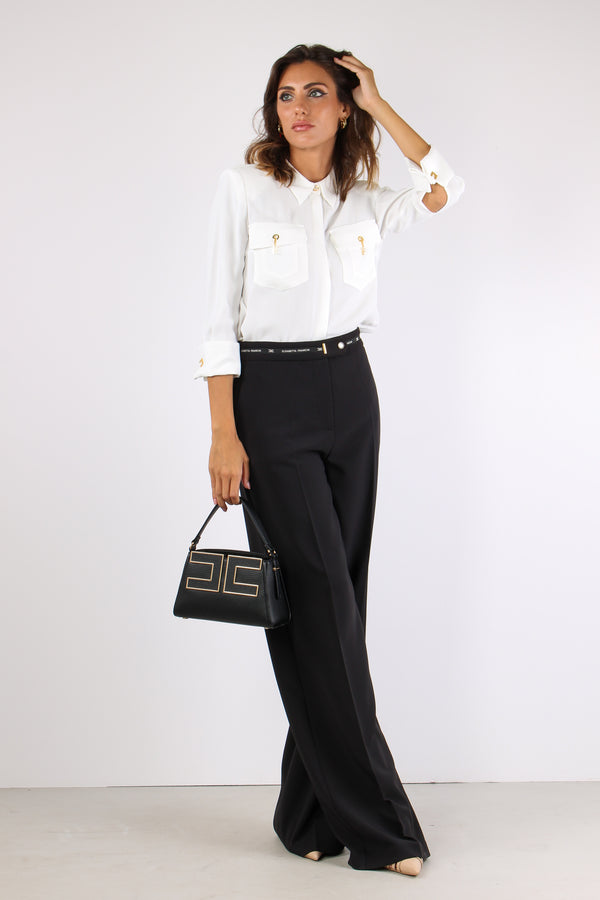 Camicia Viscosa Clip Tasca Avorio