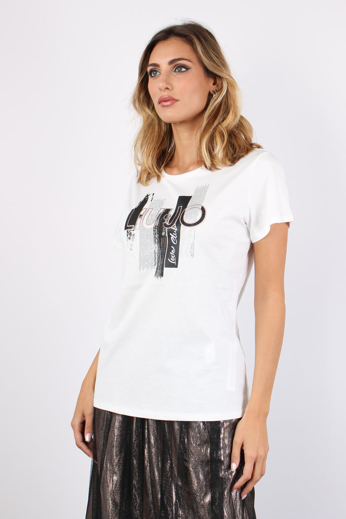 T-shirt Logo Strass White Sugar-4