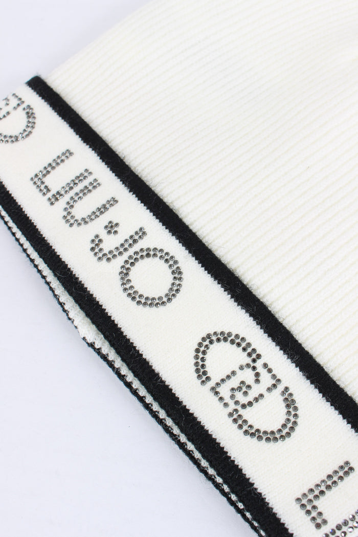 Cuffia Costina Logo Strass Bianco/nero-4