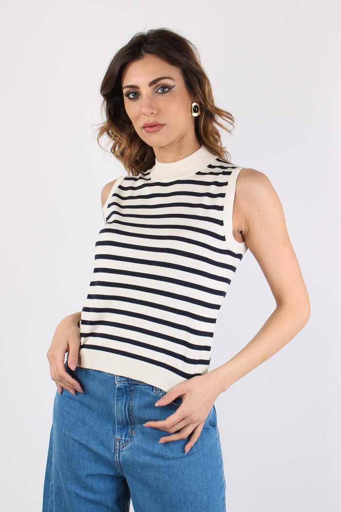 Wkdstallo Lupetto Smanicato Riga Ecru-blu-3