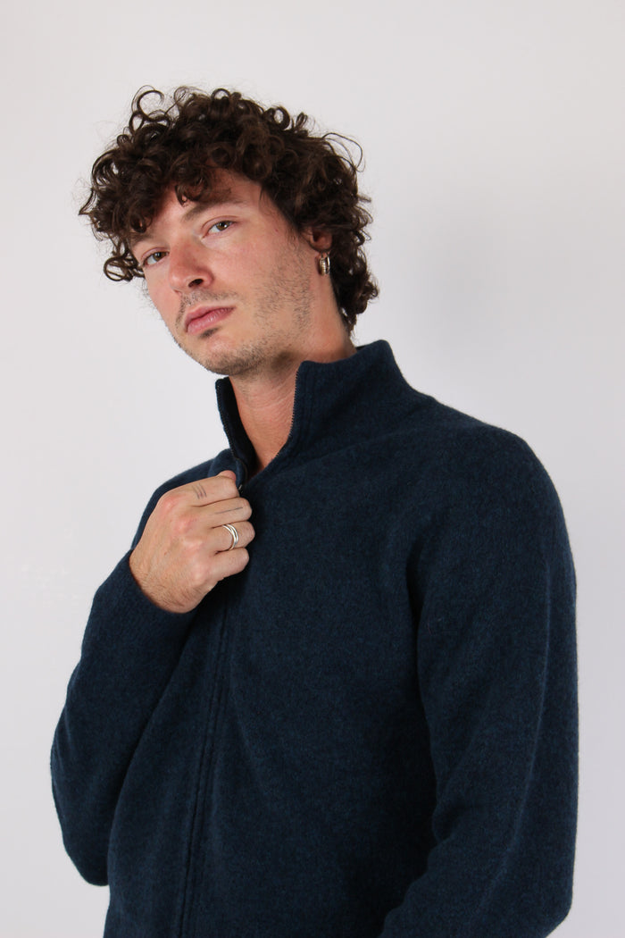 Full Zip Lana Merinos Blu-6