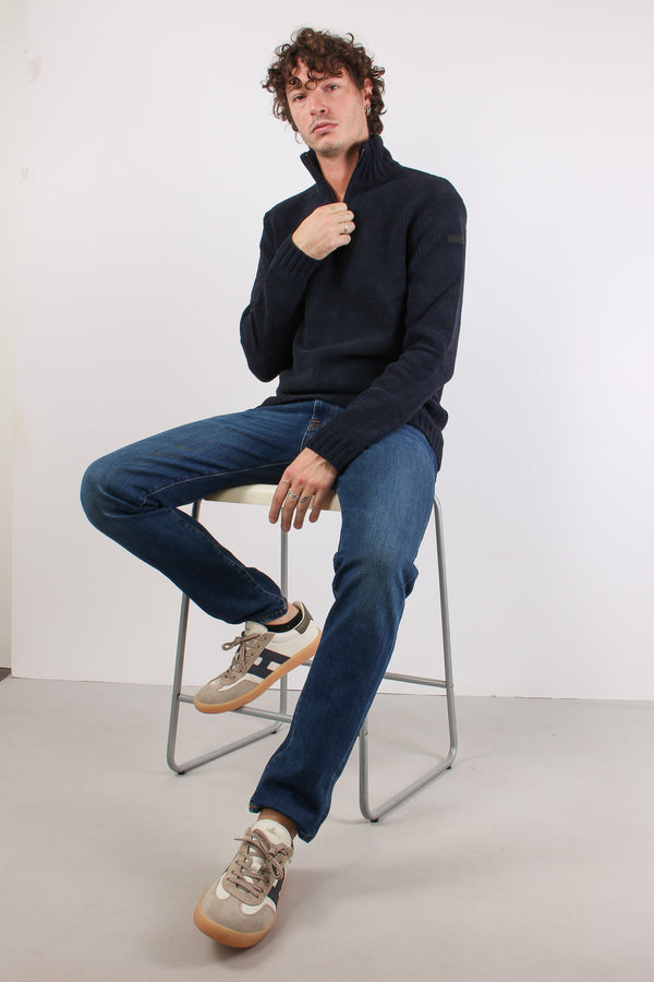 Maglia Mezza Zip Blue Black