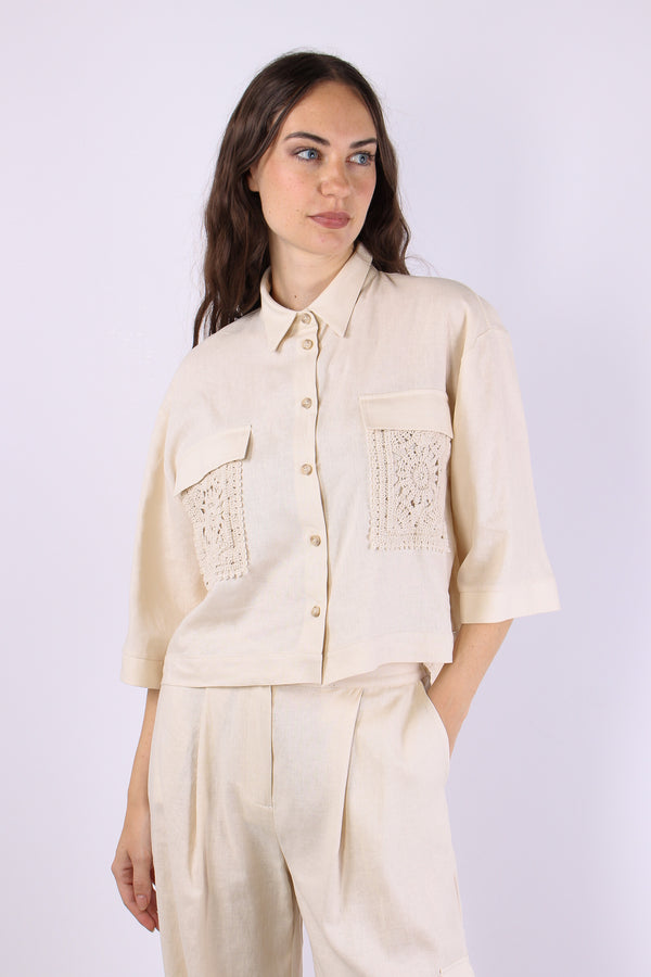 Camicia Tasca Macrame Beige