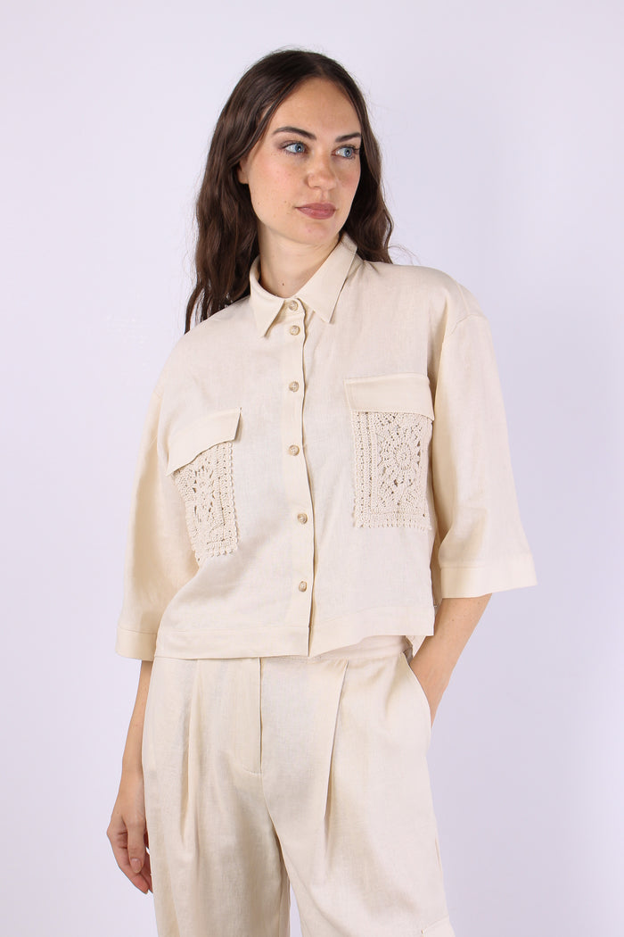 Camicia Tasca Macrame Beige