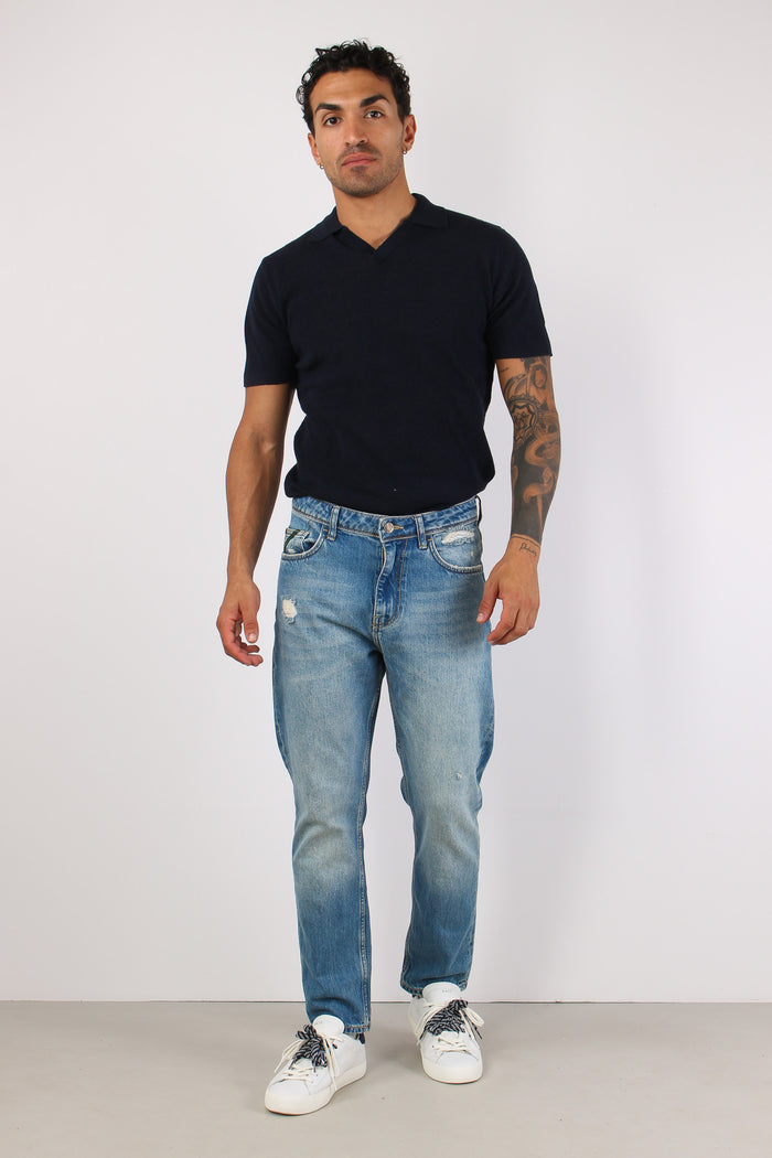 Denim Cropped Vita Bassa Denim Medio
