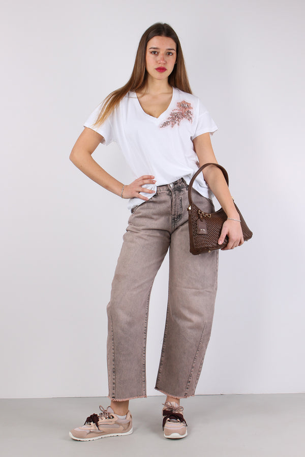 T-shirt Scavo V Applicazione F Bianco