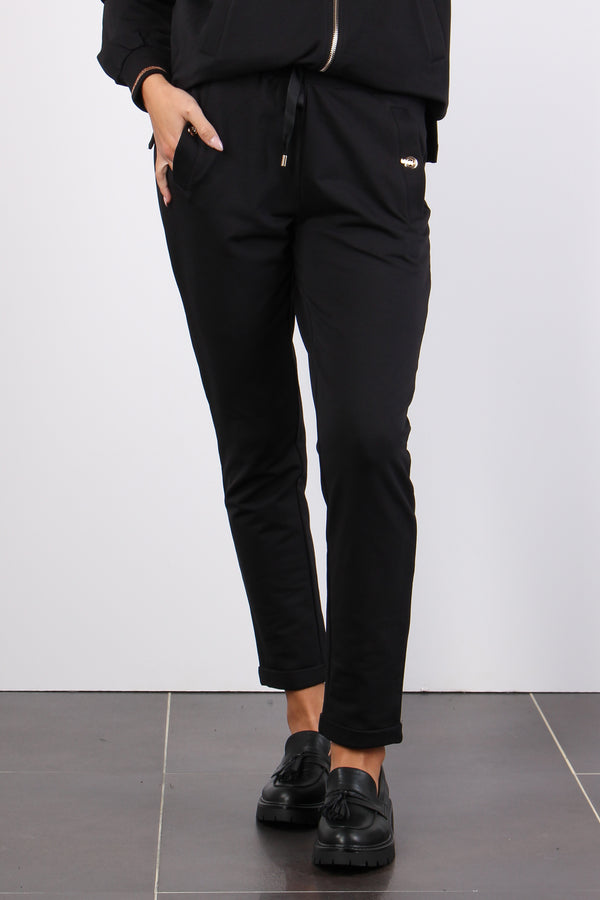 Pantalone Felpa Clip Logo Nero-2