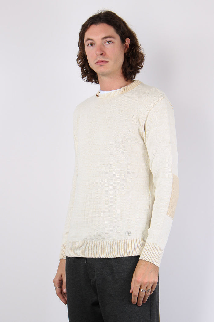 Maglia Inserto Impunture Panna/beige-6